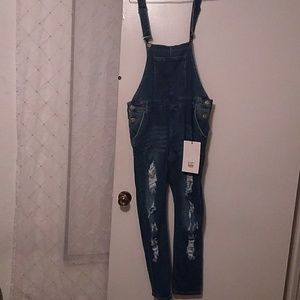 Ripped Jean Overalls